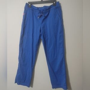 Med Couture Womens Scrub Nursing Blue Track Pants Pink Accents Med